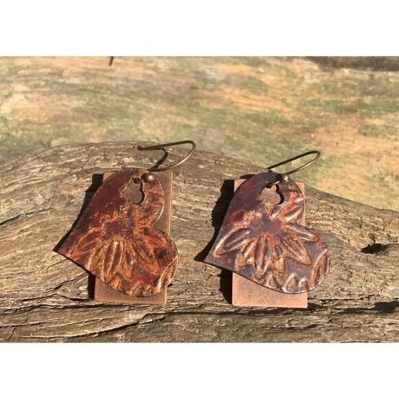 Copper Fire Patina Embellished Earring - Picture 1 of 1